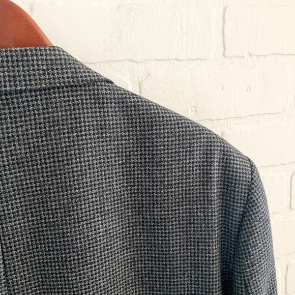 Vintage Men’s Blazer Tweed Houndstooth Gray Black Single Breast Wool Bamboo 44R - Picture 16 of 16